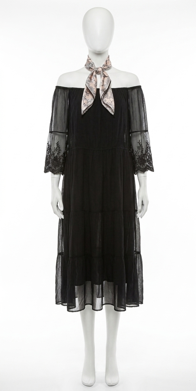 NEW GIGI MODA delica midi dress in black